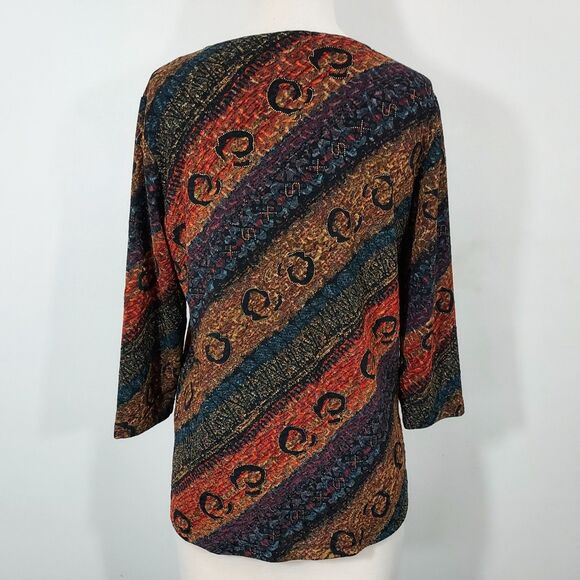 French Laundry Shirt Top Stretch Colorful 3/4 Sleeve Pullover Size Medium - Picture 6 of 11